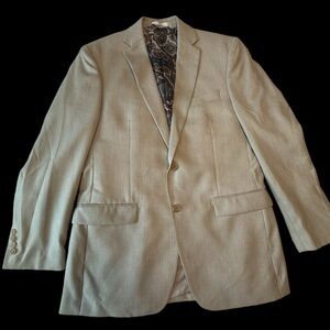 Mens Ralph Lauren Ivory Blazer Sport Coat 40R Paisley Lining PREPPY